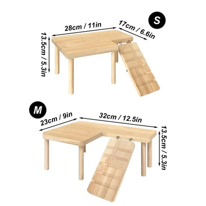 Hamster Wooden Ladder Platform Jumping Board Playground Hamster Climbing Toy Small Pets Stairs Toy Hamster Mice Cage Accessories