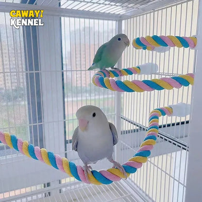 Pet Bird Bite Toys Parrot Color Cotton Rope Toys Elastic Parrot Climbing Toys Sturdy Bird Swing Harness Cage Pet Toy Swing Stand