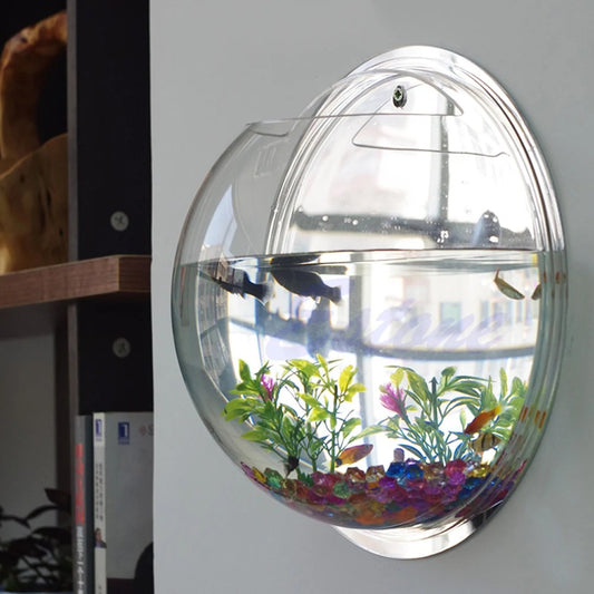 Wall Mounted Acrylic Fish Bowl Transparent Wall Hanging Fish Tank  Wall Mounted Aquarium Wall Plant Pot Planter