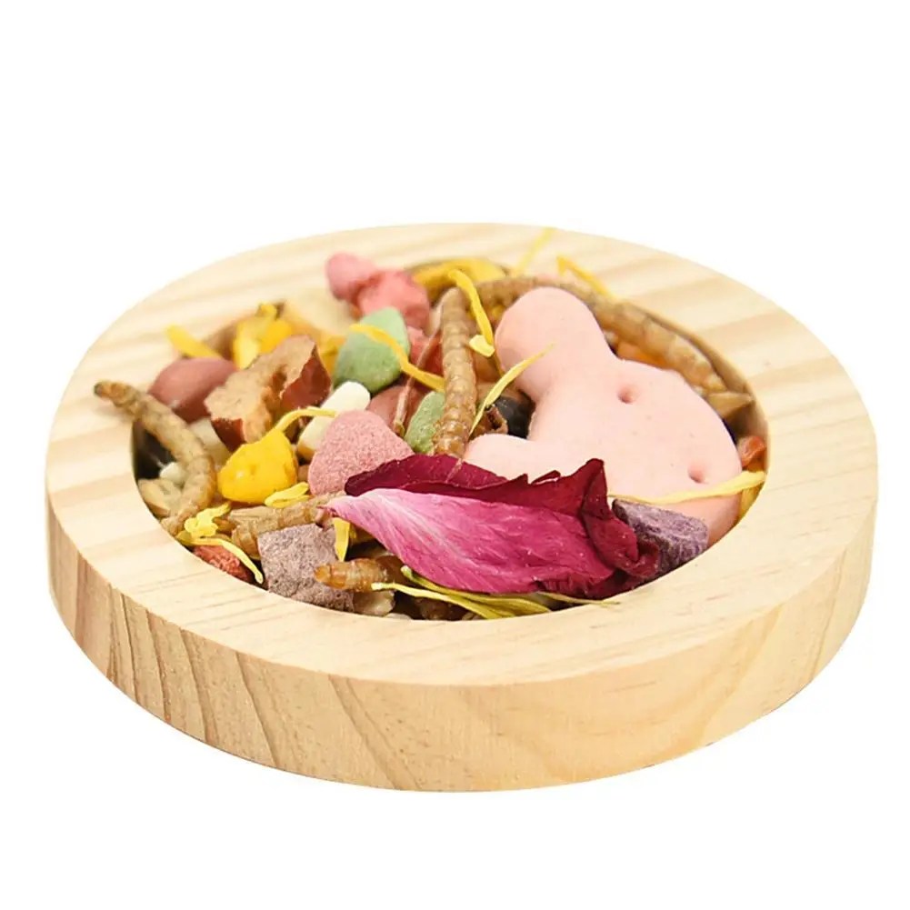 Wooden Hamster Feeding Bowl Hamster Food Bowl Small Animal Round Feeding Dish for Dwarf Syrian Hamsters Gerbils Mice