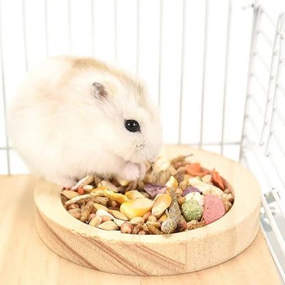 Wooden Hamster Feeding Bowl Hamster Food Bowl Small Animal Round Feeding Dish for Dwarf Syrian Hamsters Gerbils Mice