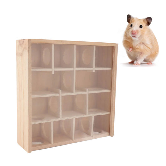 Wooden Hamster Tunnel Maze with Cover Interactive Hamster  Tunnel Exploring Toys for Hamsters Mice Small Gerbil