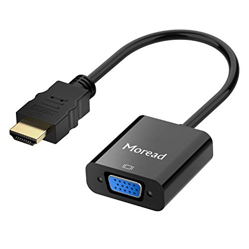 Moread HDMI to VGA, Gold-Plated HDMI to VGA Adapter (Male to Female) for Computer, Desktop, Laptop, PC, Monitor, Projector, HDTV, Chromebook, Raspberry Pi, Roku, Xbox and More - Black