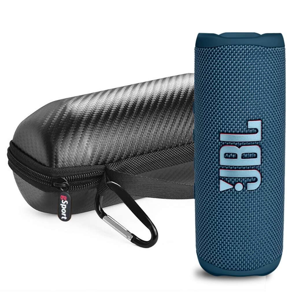 JBL FLIP 6 Waterproof Portable Speaker Bundle with gSport Carbon Fiber Case (Blue)