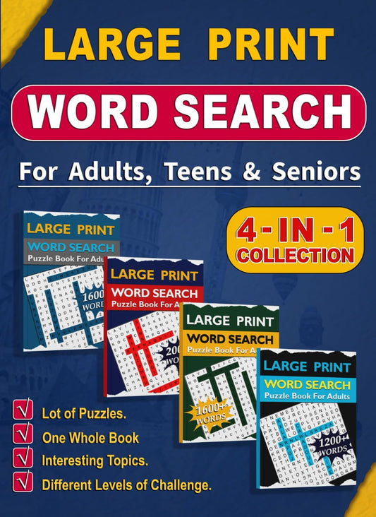 Word Search for Adults ( Large Print ): Large Print Word Search Puzzle Book for Seniors, Adults & Teens. Themed Word Find Puzzles. Activity Book & Brain Games for Adults