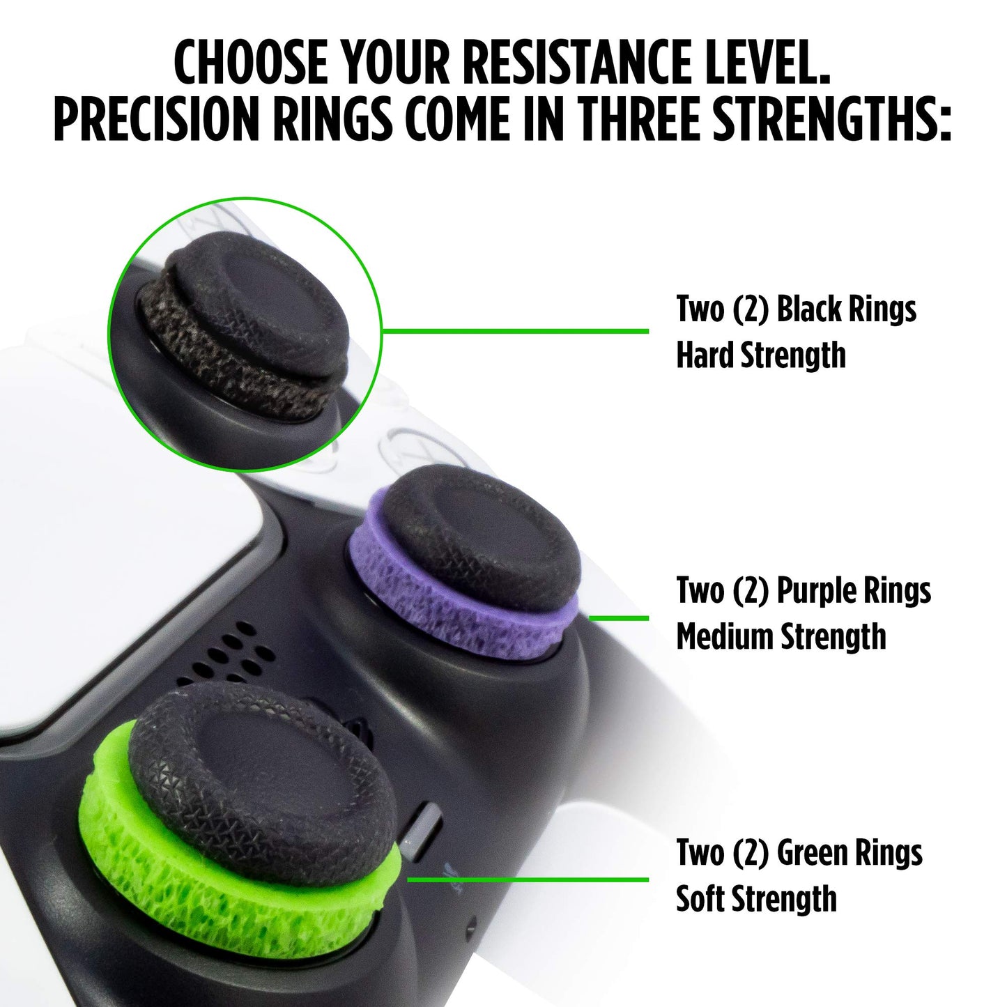 KontrolFreek Precision Rings | Aim Assist Motion Control for Playstation 4 (PS4), PS5, Xbox One, XBX, Switch Pro & Scuf Controller (Black/Purple/Green)