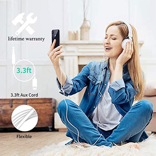 Seulliya(Apple MFi Certified) iPhone AUX Cord for iPhone,Lightning to 1/8 Inch Audio Cable,3.3ft, Headphone Jack Adapter Male Aux Stereo Audio Cable Compatible for iPhone 14/13/12/11/XR/X/8/7 (White) - GEAR4EVER