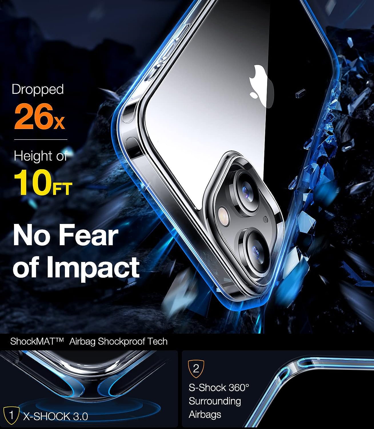 GEAR4EVER for iPhone 14 Pro Plus Pro Max Premium Clear Case - Bumper Protection and Perfect Fit Case - Clear