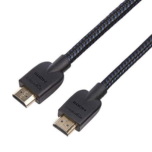 Amazon Basics HDMI Cable, 18Gbps High-Speed, 4K@60Hz, 2160p, Nylon-Braided Cord, Ethernet Ready, 3 Foot, Nylon - GEAR4EVER