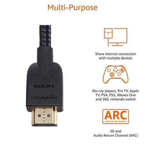Amazon Basics HDMI Cable, 18Gbps High-Speed, 4K@60Hz, 2160p, Nylon-Braided Cord, Ethernet Ready, 3 Foot, Nylon - GEAR4EVER