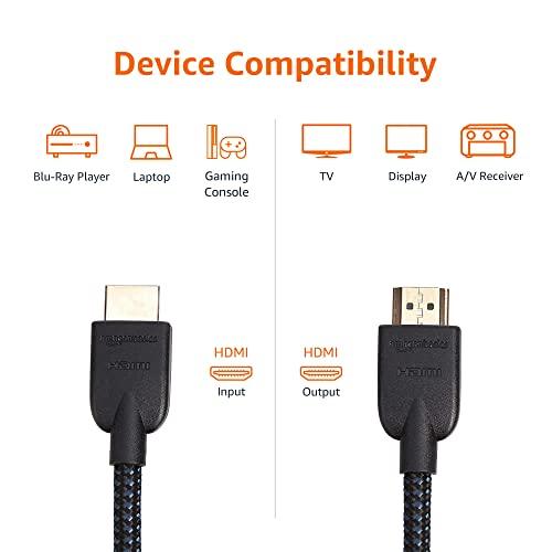 Amazon Basics HDMI Cable, 18Gbps High-Speed, 4K@60Hz, 2160p, Nylon-Braided Cord, Ethernet Ready, 3 Foot, Nylon - GEAR4EVER