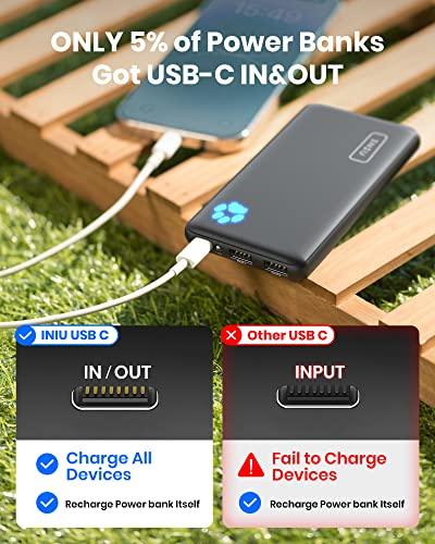 INIU Portable Charger, Slimmest 10000mAh 5V/3A Power Bank, USB C in&out High-Speed Charging Battery Pack, External Phone Powerbank Compatible with iPhone 14 13 12 11 Samsung S22 S21 Google LG iPad etc - GEAR4EVER