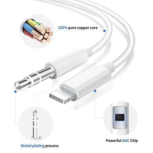 iSkey [Apple MFi Certified Aux Cord for iPhone, 3.5mm Aux Cable for Car Compatible with iPhone 13 12 11 XS XR X 8 7 6 iPad iPod for Car Home Stereo, Speaker, Headphone, Support All iOS Version - GEAR4EVER
