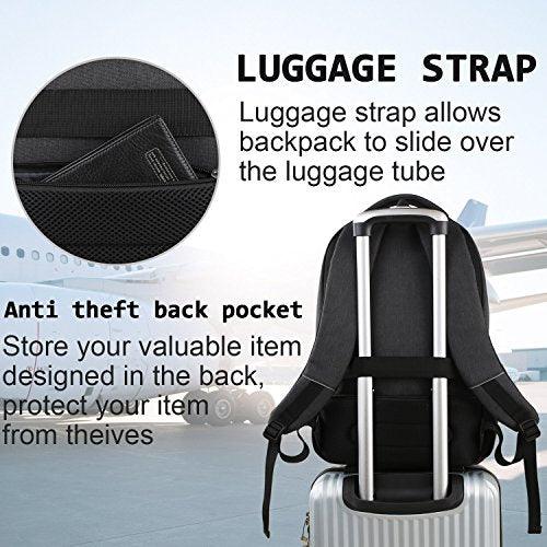 Laptop Backpack,Business Travel Anti Theft Slim Durable Laptops Backpack with USB Charging Port,Water Resistant College Computer Bag for Women & Men Fits 15.6 Inch Laptop and Notebook - Black - GEAR4EVER