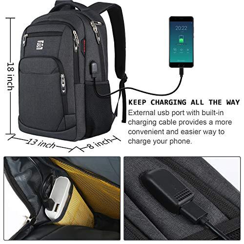 Laptop Backpack,Business Travel Anti Theft Slim Durable Laptops Backpack with USB Charging Port,Water Resistant College Computer Bag for Women & Men Fits 15.6 Inch Laptop and Notebook - Black - GEAR4EVER