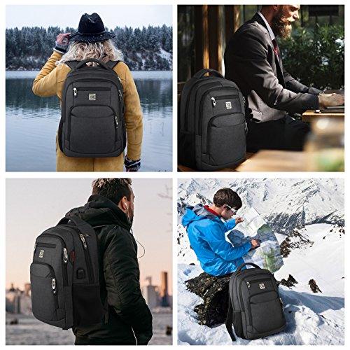 Laptop Backpack,Business Travel Anti Theft Slim Durable Laptops Backpack with USB Charging Port,Water Resistant College Computer Bag for Women & Men Fits 15.6 Inch Laptop and Notebook - Black - GEAR4EVER