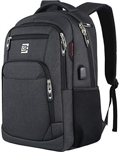 Laptop Backpack,Business Travel Anti Theft Slim Durable Laptops Backpack with USB Charging Port,Water Resistant College Computer Bag for Women & Men Fits 15.6 Inch Laptop and Notebook - Black - GEAR4EVER