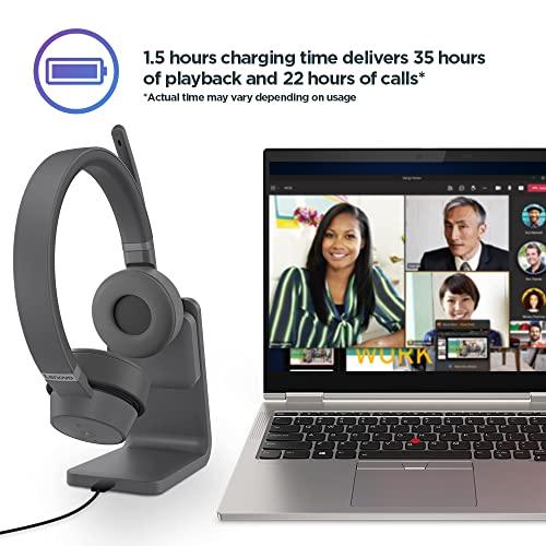 Lenovo Go - Wireless ANC Headset - Bluetooth Headset - Active Noise Cancelling - Rotatable Boom Mic - Microsoft Teams Certified, Iron Grey, Large - GEAR4EVER