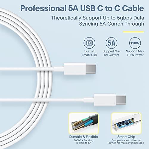 Mac Book Pro Charger - 118W USB C Charger Power Adapter Compatible with USB C Port MacBook Pro & MacBook Air 13, 14, 15, 16 inch, New ipad Pro and All USB C Device, 7.2ft USB-C to C Charge Cable - GEAR4EVER