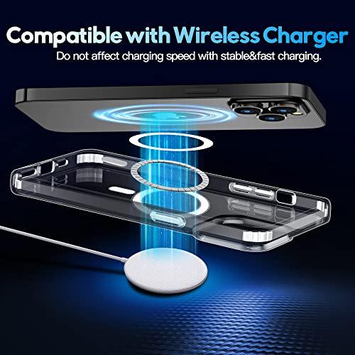 MOZOTERMOZOTER Magnetic for iPhone 14 Pro Max Case,[Compatible with Magsafe] [Anti-Yellowing][Glass Screen Protector+Camera Lens Protector] Shockproof Slim Thin Phone Case Cover 6.7 inch-Clear - GEAR4EVER