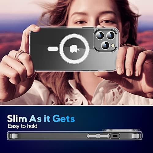 MOZOTERMOZOTER Magnetic for iPhone 14 Pro Max Case,[Compatible with Magsafe] [Anti-Yellowing][Glass Screen Protector+Camera Lens Protector] Shockproof Slim Thin Phone Case Cover 6.7 inch-Clear - GEAR4EVER