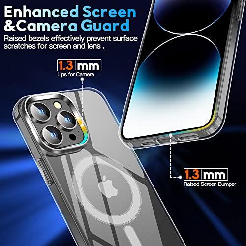 MOZOTERMOZOTER Magnetic for iPhone 14 Pro Max Case,[Compatible with Magsafe] [Anti-Yellowing][Glass Screen Protector+Camera Lens Protector] Shockproof Slim Thin Phone Case Cover 6.7 inch-Clear - GEAR4EVER