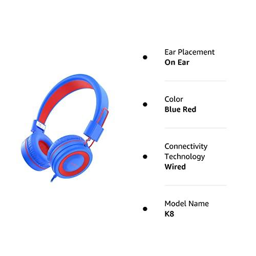 NIVAVANIVAVA Kids Headphones, K8 Wired Headphones for Kids with Adjustable Headband, 3.5 MM Jack for School, Foldable On-Ear Headset for Amazon Kindle, Fire Boys Girls Children, Tablet Cellphones Airplane - GEAR4EVER