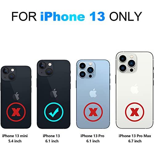 NvollnoeNvollnoe for iPhone 13 Case with Card Holder Heavy Duty Protective Dual Layer Shockproof Hidden Card Slot Slim Wallet Case for iPhone 13 for Women&Men(Black) - GEAR4EVER