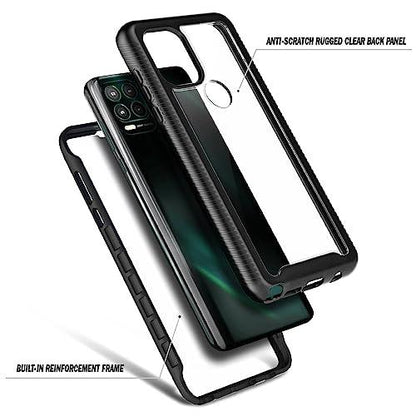 NZNDNZND Case for Motorola Moto G Stylus 5G with [Built-in Screen Protector], Full-Body Protective Shockproof Rugged Bumper Cover, Impact Resist Durable Phone Case Cover (Black) - GEAR4EVER