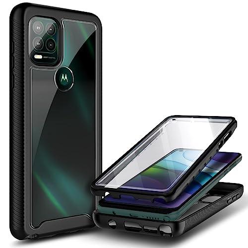 NZNDNZND Case for Motorola Moto G Stylus 5G with [Built-in Screen Protector], Full-Body Protective Shockproof Rugged Bumper Cover, Impact Resist Durable Phone Case Cover (Black) - GEAR4EVER