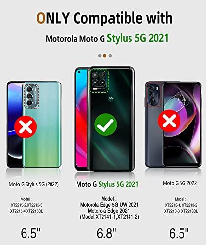 NZNDNZND Case for Motorola Moto G Stylus 5G with [Built-in Screen Protector], Full-Body Protective Shockproof Rugged Bumper Cover, Impact Resist Durable Phone Case Cover (Black) - GEAR4EVER
