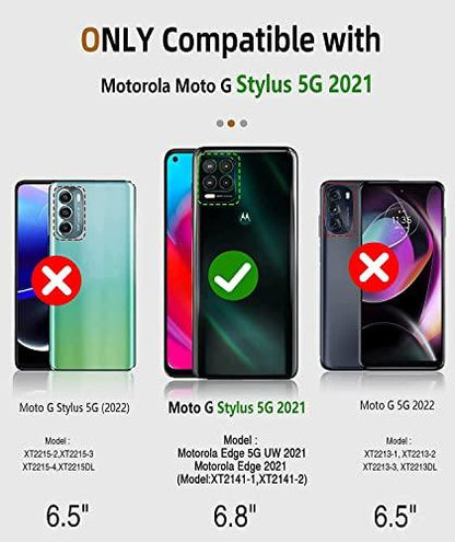 NZNDNZND Case for Motorola Moto G Stylus 5G with [Built-in Screen Protector], Full-Body Protective Shockproof Rugged Bumper Cover, Impact Resist Durable Phone Case Cover (Black) - GEAR4EVER