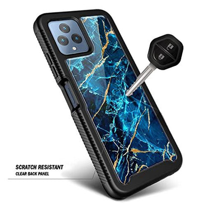 NZNDNZND Case for T-Mobile REVVL 6 5G with [Built-in Screen Protector], Full-Body Shockproof Protective Rugged Bumper Cover, Impact Resist Durable Phone Case (Marble Design Sapphire) - GEAR4EVER