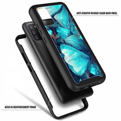 NZNDNZND Compatible with Samsung Galaxy A03S Case with [Built-in Screen Protector], Full-Body Protective Shockproof Rugged Bumper Cover, Impact Resist Durable Phone Case (Blue Butterfly) - GEAR4EVER