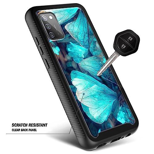 NZNDNZND Compatible with Samsung Galaxy A03S Case with [Built-in Screen Protector], Full-Body Protective Shockproof Rugged Bumper Cover, Impact Resist Durable Phone Case (Blue Butterfly) - GEAR4EVER