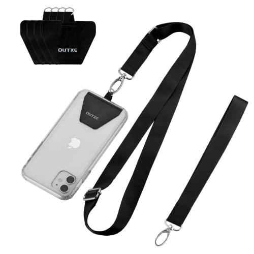 OUTXEOUTXE Phone Lanyard - 4× Pads, 1× Adjustable Neck Strap, 1× Wrist Strap, Nylon Phone Lanyard Compatible with All Smartphone - GEAR4EVER