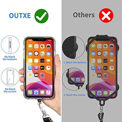 OUTXEOUTXE Phone Lanyard - 4× Pads, 1× Adjustable Neck Strap, 1× Wrist Strap, Nylon Phone Lanyard Compatible with All Smartphone - GEAR4EVER