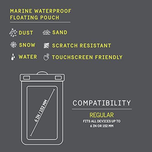 Case-MatePelican 2 Pack Marine - IP68 Waterproof Phone Pouch/Case(Regular Size)-Floating Waterproof Phone Case For iPhone 14 Pro Max/ 13 Pro Max/ 12 Pro Max/ 11/ S23 - Detachable Lanyard-Black/Yellow - GEAR4EVER