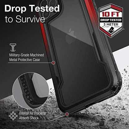 RAPTICRAPTIC Shield Case Compatible with iPhone 12 Case & iPhone 12 Pro Case, Shock Absorbing Protection, Durable Aluminum Frame, 10ft Drop Tested, Fits iPhone 12 & 12 Pro, Black & Red - GEAR4EVER