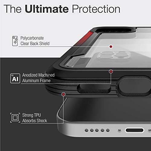 RAPTICRAPTIC Shield Case Compatible with iPhone 12 Case & iPhone 12 Pro Case, Shock Absorbing Protection, Durable Aluminum Frame, 10ft Drop Tested, Fits iPhone 12 & 12 Pro, Black & Red - GEAR4EVER