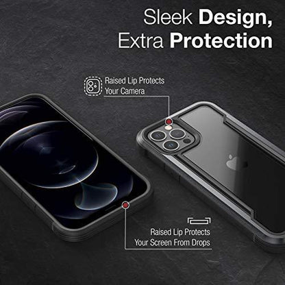RAPTICRAPTIC Shield Case Compatible with iPhone 12 Case & iPhone 12 Pro Case, Shock Absorbing Protection, Durable Aluminum Frame, 10ft Drop Tested, Fits iPhone 12 & 12 Pro, Black - GEAR4EVER