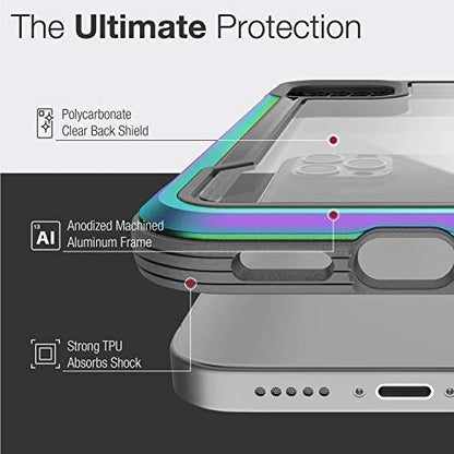 RAPTICRaptic Shield Case Compatible with iPhone 12 Case & iPhone 12 Pro Case, Shock Absorbing Protection, Durable Aluminum Frame, 10ft Drop Tested, Fits iPhone 12 & 12 Pro, Iridescent - GEAR4EVER