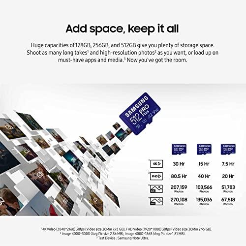 SAMSUNGSAMSUNG PRO Plus microSD Memory Card + Adapter, 512GB MicroSDXC, Up to 180 MB/s, Full HD & 4K UHD, UHS-I, C10, U3, V30, A2 for Android Phones, Tablets, GoPRO, DJI Drone, MB-MD512SA/AM, 2023 - GEAR4EVER