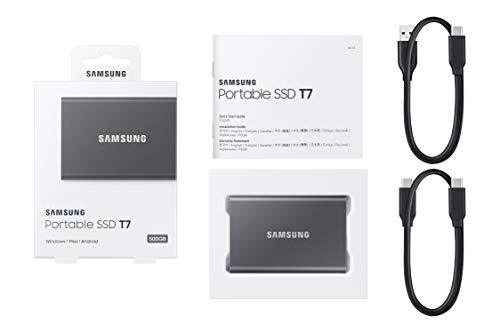 SAMSUNGSAMSUNG SSD T7 Portable External Solid State Drive 1TB, Up to 1050MB/s, USB 3.2 Gen 2, Reliable Storage for Gaming, Students, Professionals, MU-PC1T0T/AM, Gray - GEAR4EVER