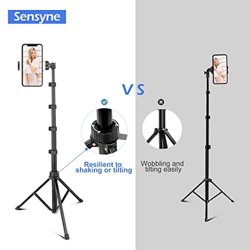 SENSYNESensyne 62" Phone Tripod & Selfie Stick, Extendable Cell Phone Tripod Stand with Wireless Remote and Phone Holder, Compatible with iPhone Android Phone, Camera (Black) - GEAR4EVER