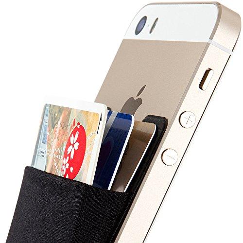 SinjimoruSinjimoru Card Holder for Back of Phone, Stick on Wallet functioning as Credit Card Holder, Phone Wallet and iPhone Card Holder / Card Wallet for Cell Phone. Sinji Pouch Basic 2, Black - GEAR4EVER