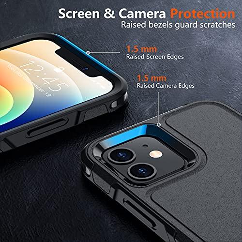 SPIDERCASESPIDERCASE Designed for iPhone 12 Case/iPhone 12 Pro Case, [10 FT Military Grade Drop Protection] [with 2 pcs Tempered Glass Screen Protector] Protective Cover for iPhone 12/12 Pro (Black) - GEAR4EVER
