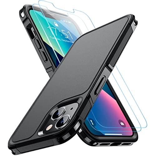 SPIDERCASESPIDERCASE Designed for iPhone 13 Case/iPhone 14 Case, [10 FT Military Grade Drop Protection] [with 2 pcs Tempered Glass Screen Protector] Cover for iPhone 13 & 14 6.1 inch (Black) - GEAR4EVER