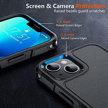 SPIDERCASESPIDERCASE Designed for iPhone 13 Case/iPhone 14 Case, [10 FT Military Grade Drop Protection] [with 2 pcs Tempered Glass Screen Protector] Cover for iPhone 13 & 14 6.1 inch (Black) - GEAR4EVER