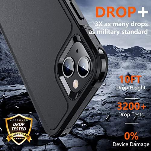 SPIDERCASESPIDERCASE Designed for iPhone 13 Case/iPhone 14 Case, [10 FT Military Grade Drop Protection] [with 2 pcs Tempered Glass Screen Protector] Cover for iPhone 13 & 14 6.1 inch (Black) - GEAR4EVER